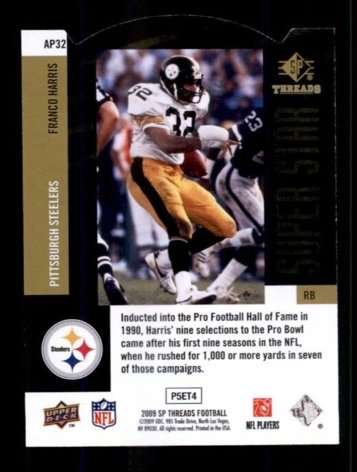 2009 SP Threads Die Cut #AP32 Franco Harris. - Image 2 of 2