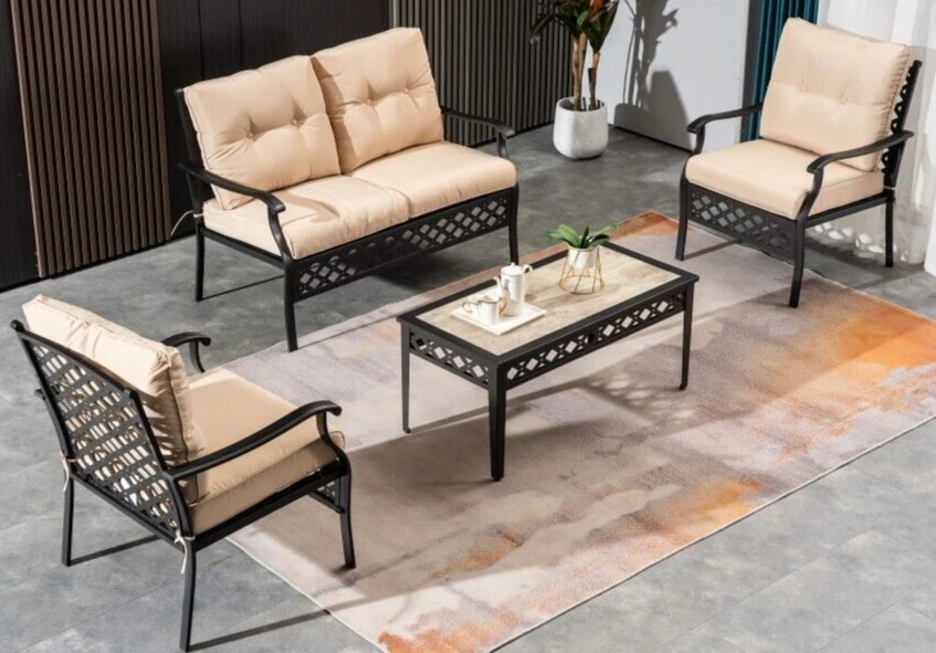 Наборы мебели для патио MCombo 4 шт. с журнальным столиком любовные сиденья для улицы - Изображение 2 из 4