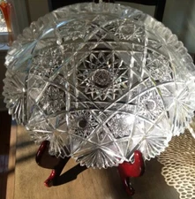 American Brilliant Period Straus & Sons Bowl 9 1/2" D 3 1/2 High Antique