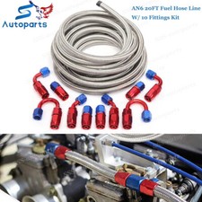 An6 -6an An-6 38 Fitting Stainless Steel Braided Oil Fuel Hose Line 20ft Kit