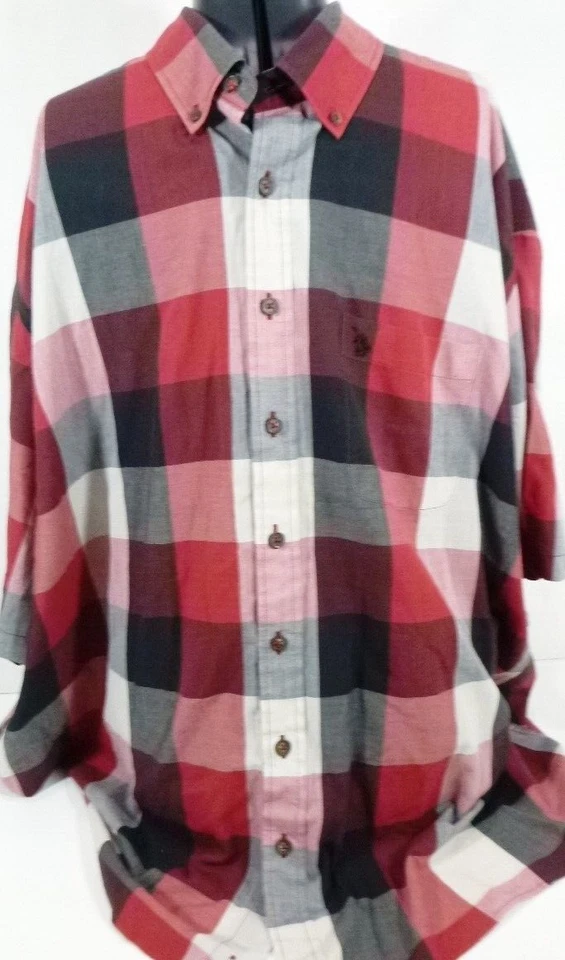 Ropa deportiva Knights-Camisa con botones de manga corta para hombre-3XLT XXXL alta-roja a cuadros Foto 4 de 4