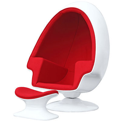 Alpha Egg Chair Und Ottoman Rot Akzent Weiss Schale Kammer Form