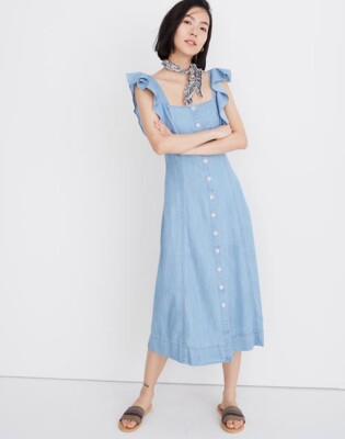 denim seamed midi dress Womens River Island Blue Seamed Denim Midi Dress US 10