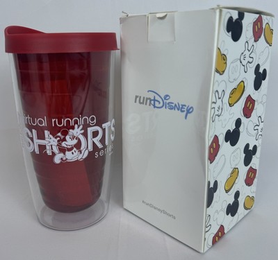 NEW Run Disney Tumbler Cup 16 oz Virtual Running Shorts ChEar Squad Red Mug FS