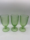 Vintage Federal Green Uranium Goblet Glasses Lot Etched