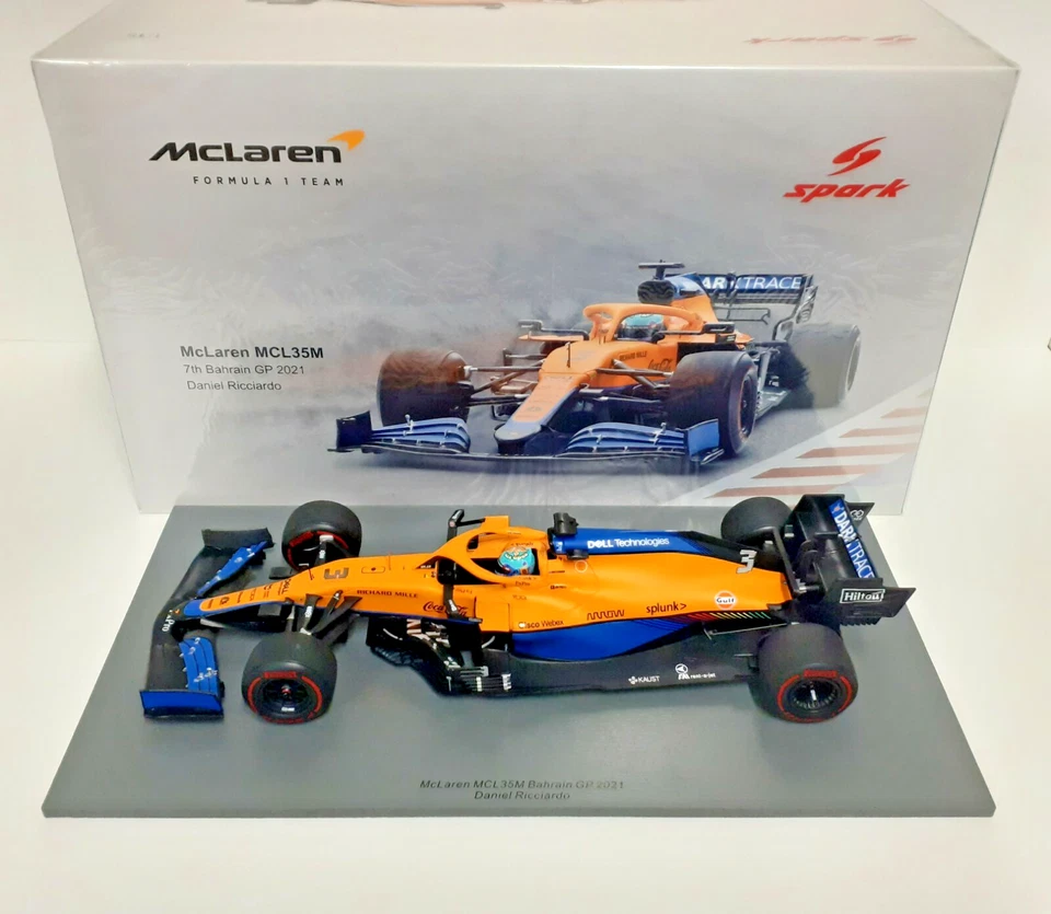MODELLINO AUTO 1:18 SPARK F1 MCLAREN MCL35M RICCIARDO BAHRAIN GP 2021 MODELLISMO - Immagine 2 di 4