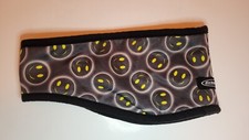 NWT Schampa Fleece-Lined Headband Polyester/Cotton Black Smiley Face FLHBD002-88