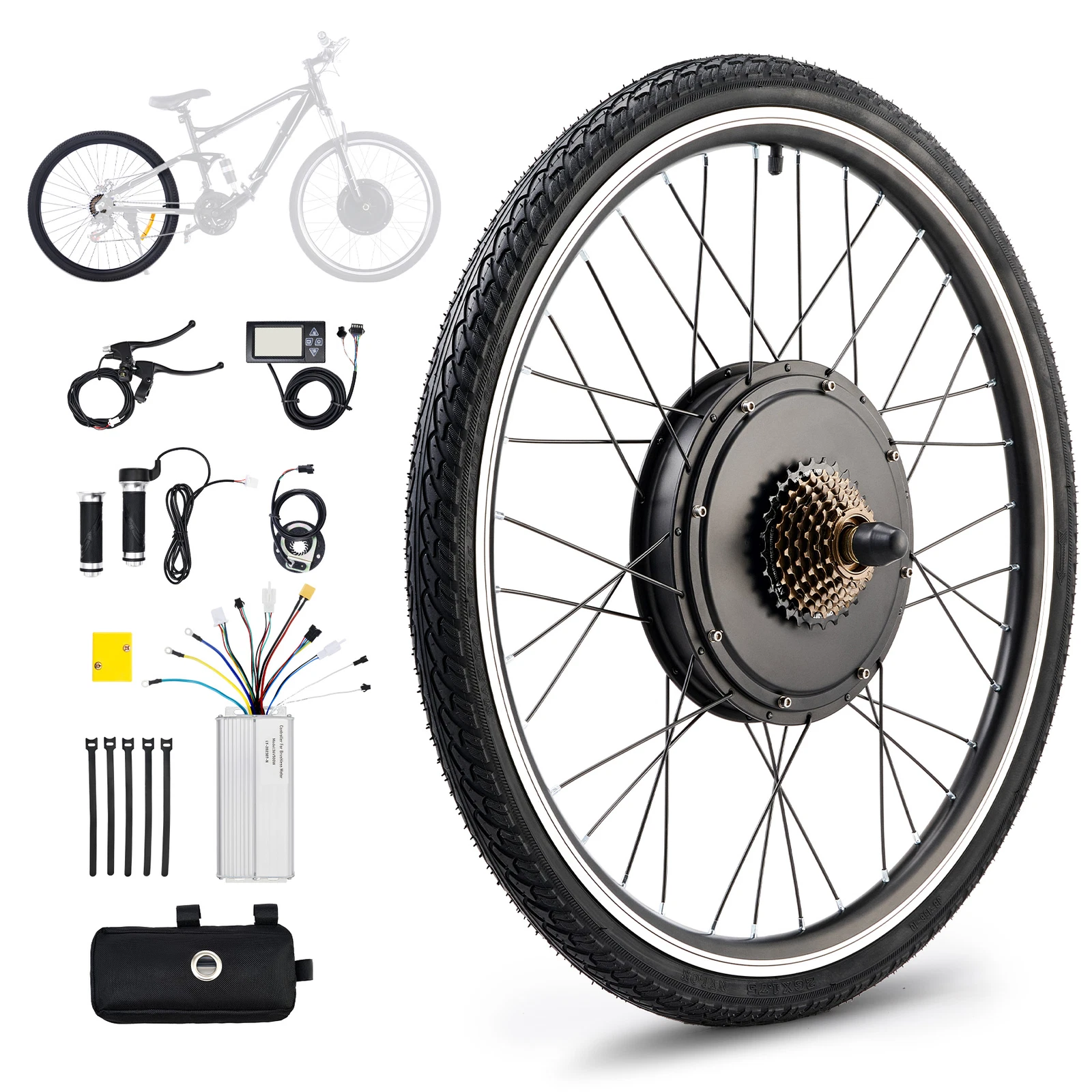 26in 48V 1000W عجلة خلفية