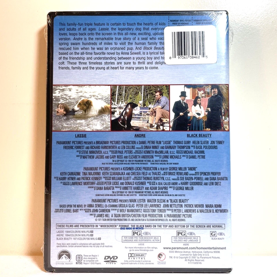 LASSIE / ANDRE / BLACK BEAUTY (2007) DVD Adventure Comedy Drama Family - NEW - Image 2 of 4