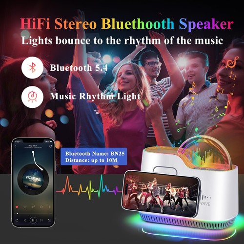 Cordless Rechargeable Table Night Light Bluetooth Speaker with Lights, 15W Wi... - Picture 5 of 8