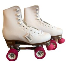 Chicago 400 Series Roller Skates, Quad Skates, Size 7 White Pink Free Shipping 