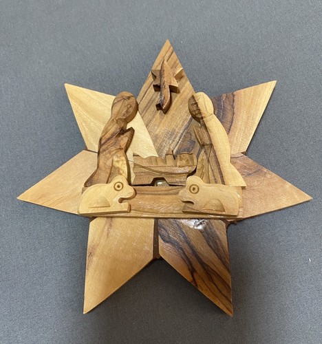 Bethlehem Olive Wood Christian Nativity Christmas Ornament Wall Decor about 5"H