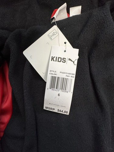 Puma Kids Puffer Jacket Zip Up Red Black Size 6 PFA20V7O - Picture 10 of 10