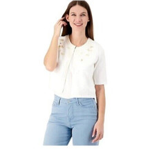 Isaac Mizrahi Live Always Isaac Embellished Sweater Bright White 2X A592730