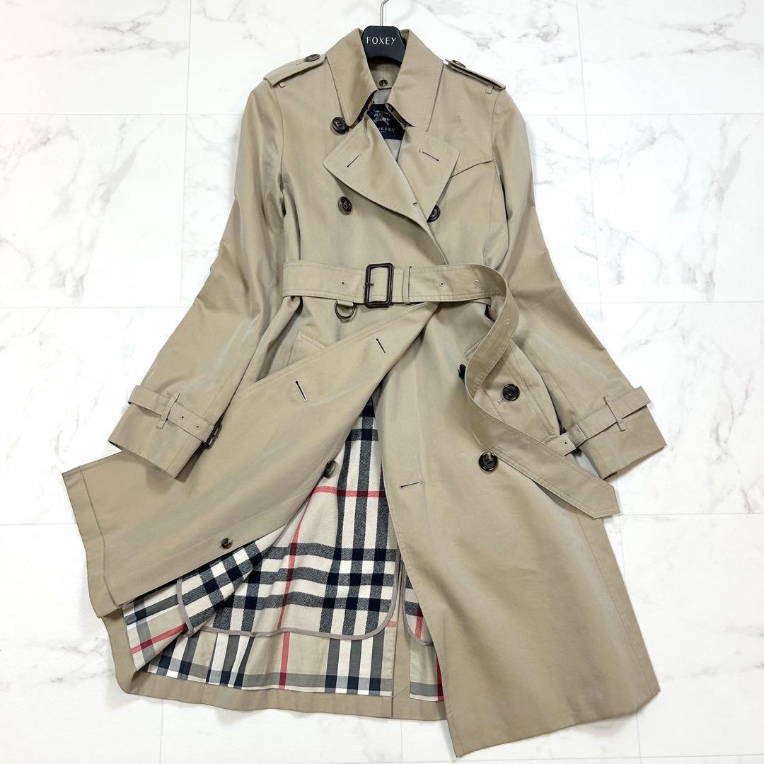 Burberry London Mega Check Liner Trench Coat Beige Size 34 S Authentic