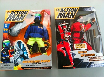 ACTION MAN snowboard racer (SOLD)and ninja warror (NIB) gi joe
