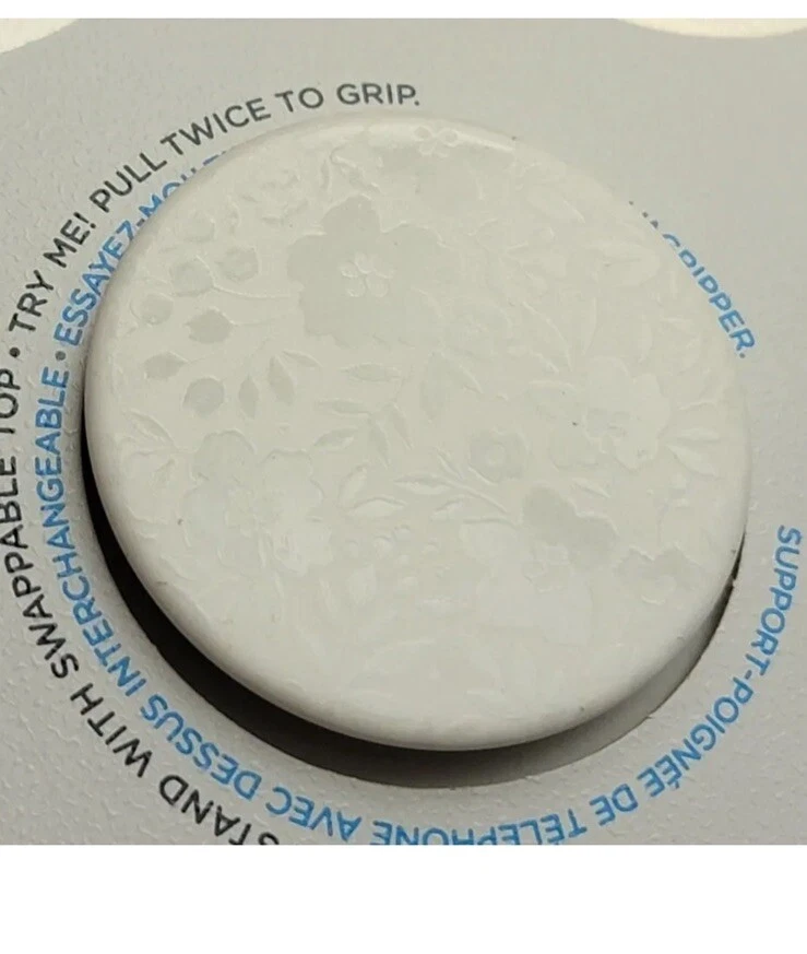 PopSockets PopGrip Phone Grip & Stand with Swappable Top - WHITE FLORAL - Image 3 of 4