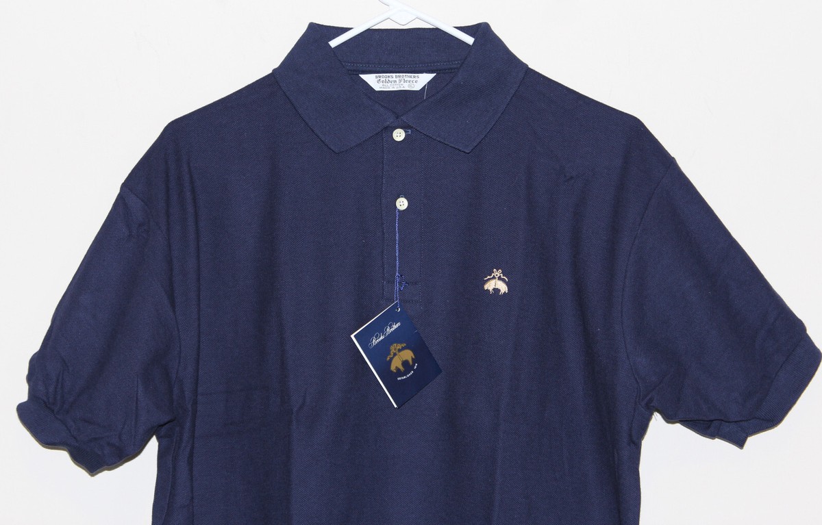 Brooks Brothers Made USA NOS Polo Golden Fleece Navy Shirt S/S Men