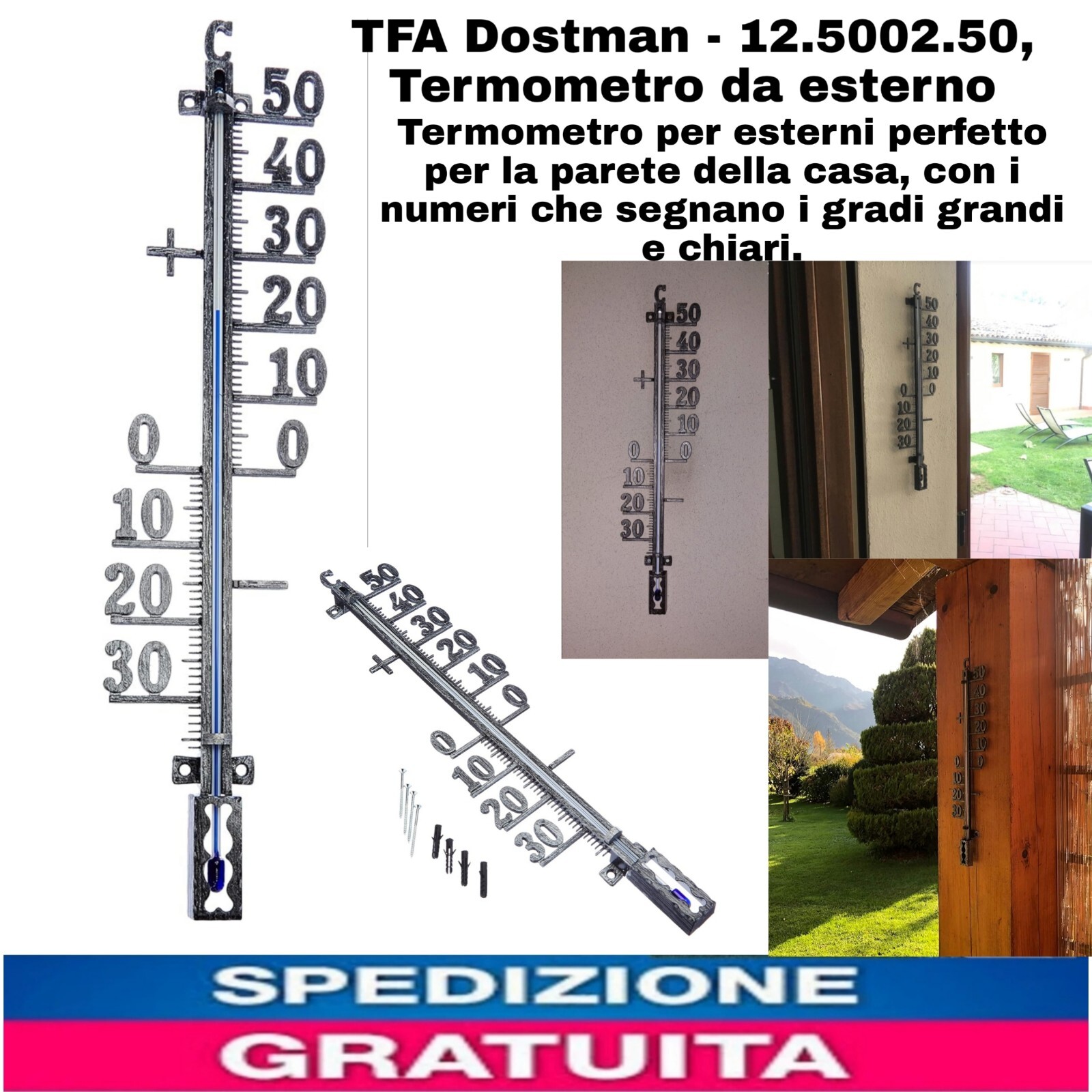 Termometro Esterno Parete Design: Numeri Grandi per Casa e Giardino
