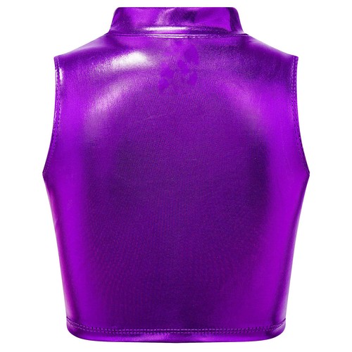 Girl's Shiny Metallic Camisole Tank Top Latin Belly Dance Fancy Vest Tee Costume - Picture 153 of 168