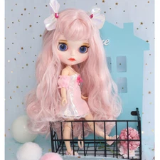 12" Blythe doll Nude Joint Body Long pink hair Custom doll Eyebrow dudu mouth