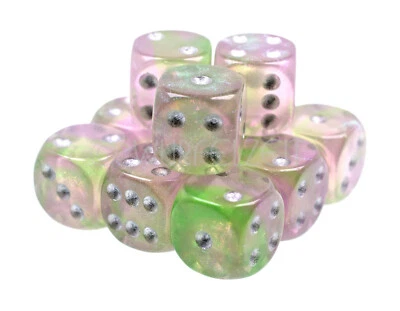 10 Würfel W6 16 mm Elfentraum mit silber Würfelzeit Tabletop DnD Kniffel Yatzee