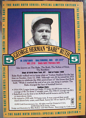 Babe Ruth 1992 Gold Entertainment Hologram Baseball Card | eBay Babe Ruth 1992 Gold Entertainment Hologram Baseball Card | eBay