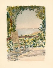 Childe Hassam antique chromolithograph (Island Garden)   68712