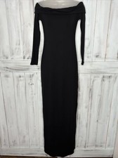LOVERS & FRIENDS BLACK OFF SHOULDER ROYALS RIBBED SIDE SLIT MAXI DRESS STRETCH S