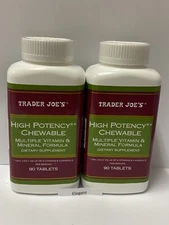 Trader Joe's High Potency Chewable 90 Tablets Vitamin Mineral Formula x2 Bottles