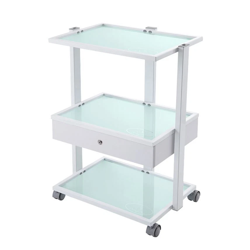 SALON STORE Glass Salon Trolley Beauty Hair Spa Product Display Cabinet 1 drawer