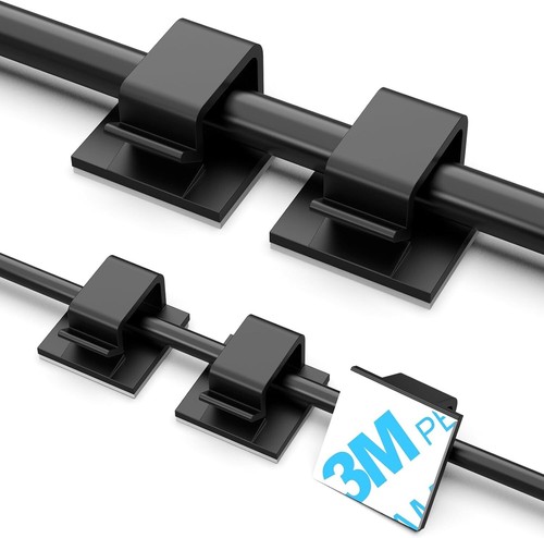 100 PCS Clips de Câble Noir Petit Grand Adhésif Fil Organisateur Cordon Gestion - Photo 3/8