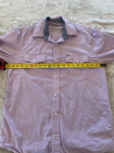 Rafter C Cowboy Collection Shirt Medium Pink PlaidPearl Snap Long Sleeve Pockets - Picture 4 of 10