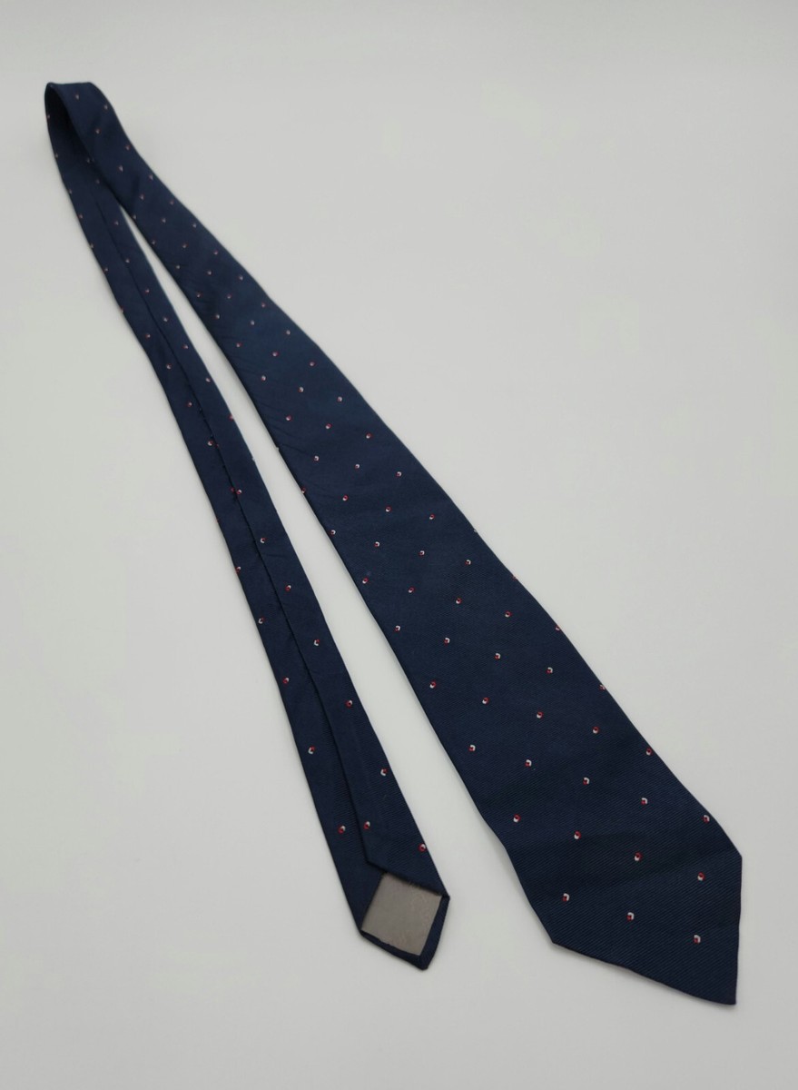 Christian Dior Men's Vintage Navy Blue w/ Dot Pattern Silk
