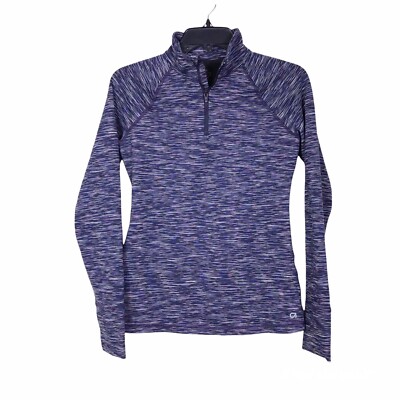 Gap Fit Pullover Women's Sz XS Purple Space Dye Half Zip Back Pocket Long Sleeve