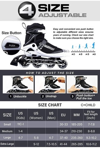 PAPAISON Adjustable Inline Skates for Kids and Adults with Full Light up Wheels - Picture 16 of 17