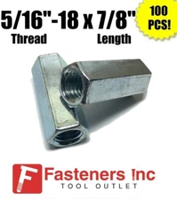 (Qty 100) 5/16"-18 x W7/16" x L7/8" Coarse Grade A Hex Rod Coupling Nut Zinc