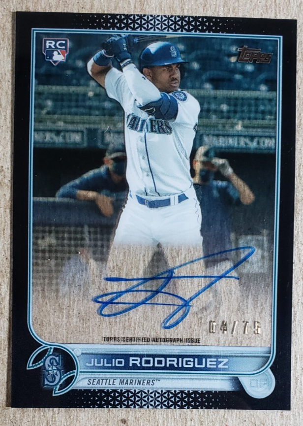 Julio Rodriguez 99枚限定 サインカード clearly 2022 Topps Clearly Black Julio Rodriguez Auto RC /75 Seattle