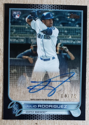 【美品】Julio Rodriguez_オンカードサイン_マリナーズ 2022 Topps Clearly Black Julio Rodriguez Auto RC /75 Seattle