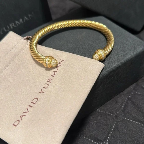 David Yurman 7mm 18K/Diamond Cable Bracelet SZ M