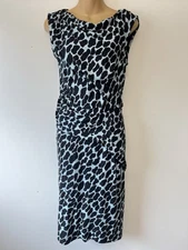 Diane Von Furstenberg Dress Womens 8 Silk Blue Animal Print Leopard Wrap