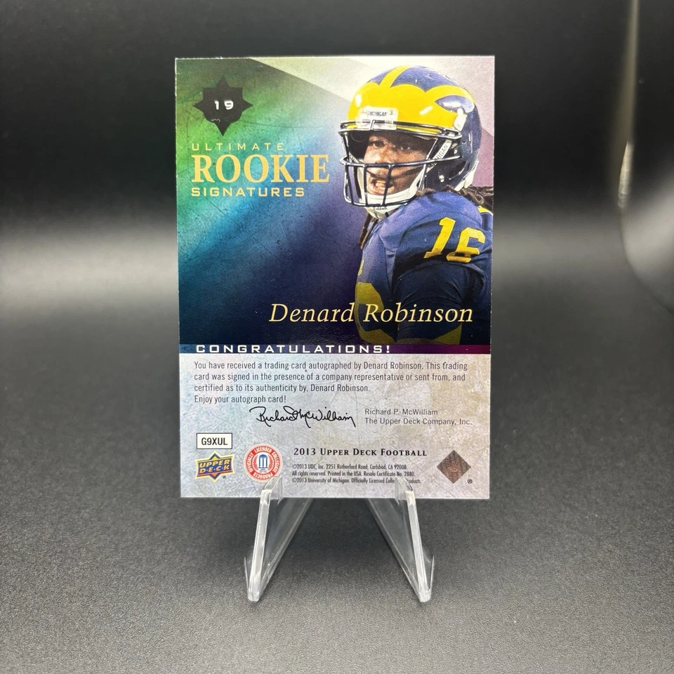 2013 Upper Deck Ultimate Rookie Signatures Denard Robinson Auto SSP Michigan RC - Image 2 of 2