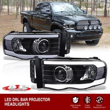 Black LED DRL Projector Head Light Signal Lamp For 2003-2005 Dodge Ram 2500 3500