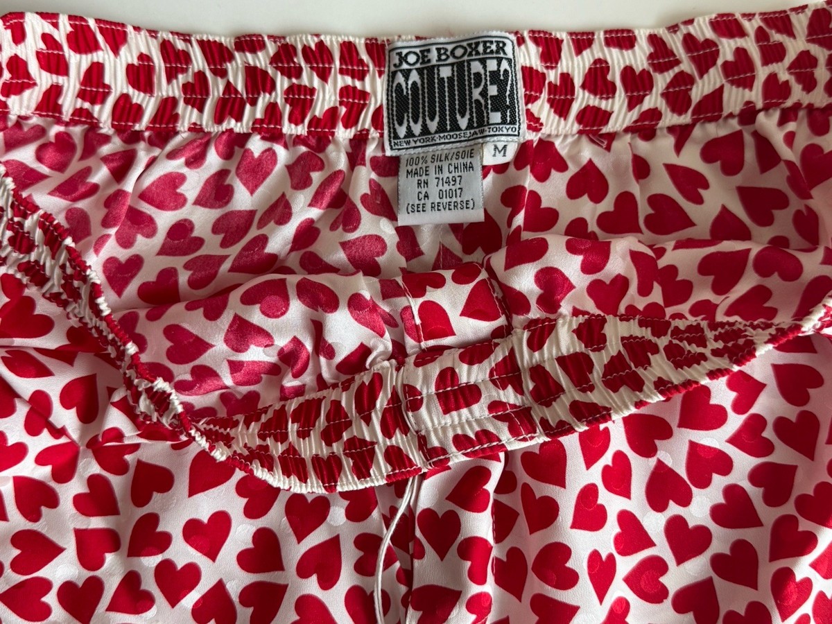 NEW Vintage Joe Boxer Couture Silk Boxers Valentines Red White 