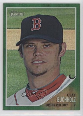 2011 Topps Heritage Chrome Green Refractor Clay Buchholz #C30 f2s