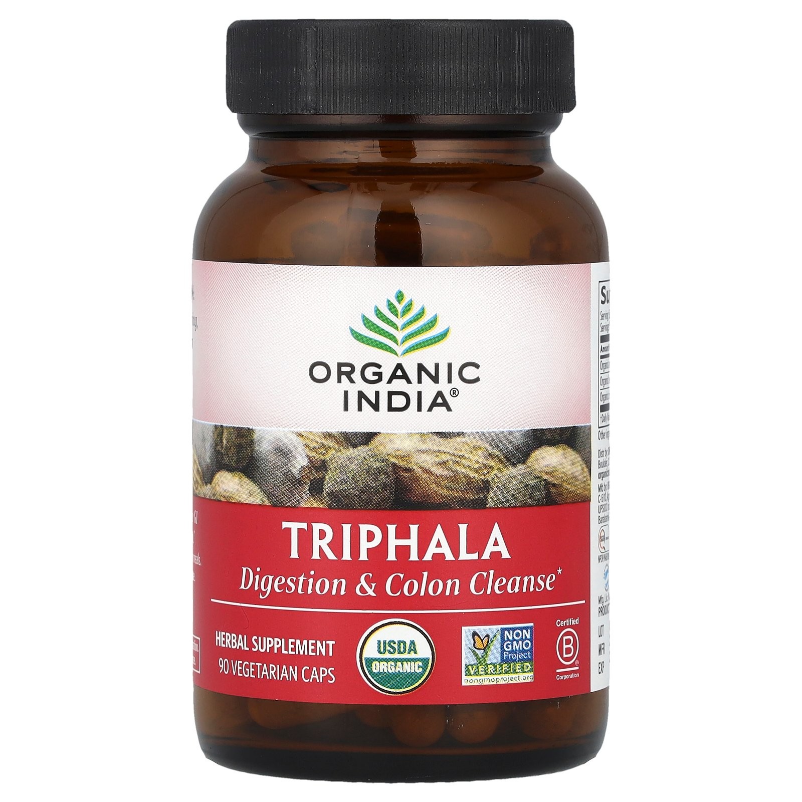 Organic India Triphala Digestion Colon Cleanse 90 вегетарианских капсул B-Corp