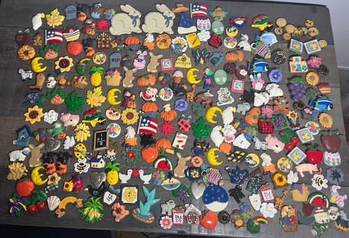 Huge Lot Craft Pieces For Magnets Button Covers Etc Ceramic Plastic Wood Resin 