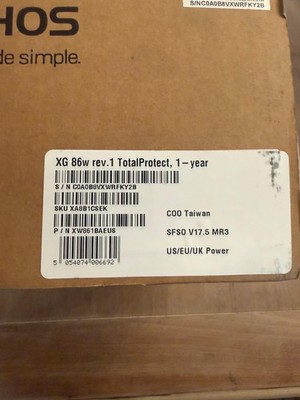Sophos XG 86w Rev.1 TotalProtect 1-Year Wireless Security Firewall Appliance