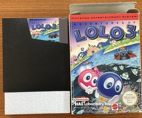 NES ~ Adventures of LOLO 3 ~ Nintendo NES-QL-AUS Game Cart + BOX + Sleeve Pal A