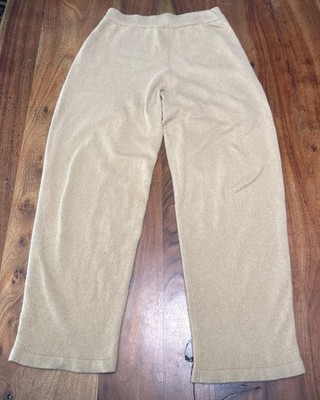 Neiman Marcus 100% Cashmere Pull On Lounge Pants Womens Size M Khaki Wide Leg